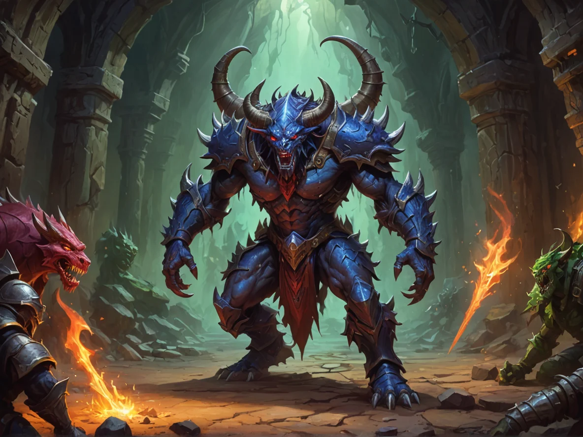 Feral (Demon:1.1), Illusionist, Walking forward while armor assembles around them, full-body shot, deep cavern, weak