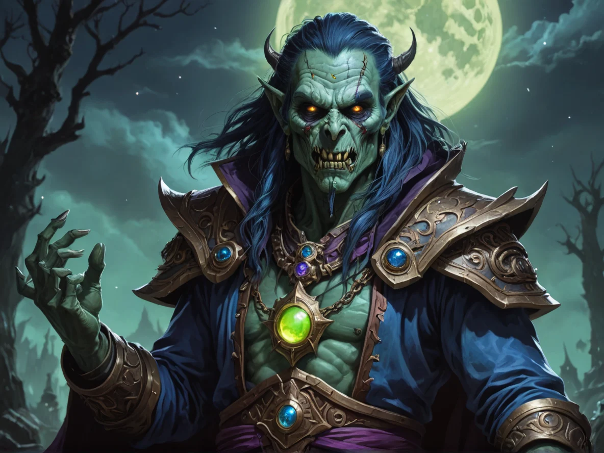 Stormborn (Undead:1.1), Occultist, One eye glowing like a miniature full moon, waist-up shot, weak