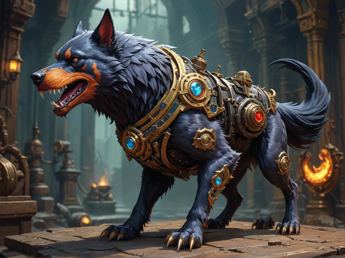 Quick-witted (Cerberus:1.1), A small clockwork raven following closely, waist-up shot, clockwork workshop, weak