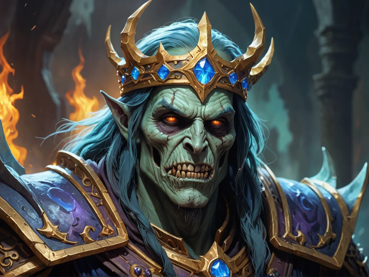 Skyforged (Undead:1.1), Sorcerer, Glowing crown that hovers above their head, close-up portrait, weak