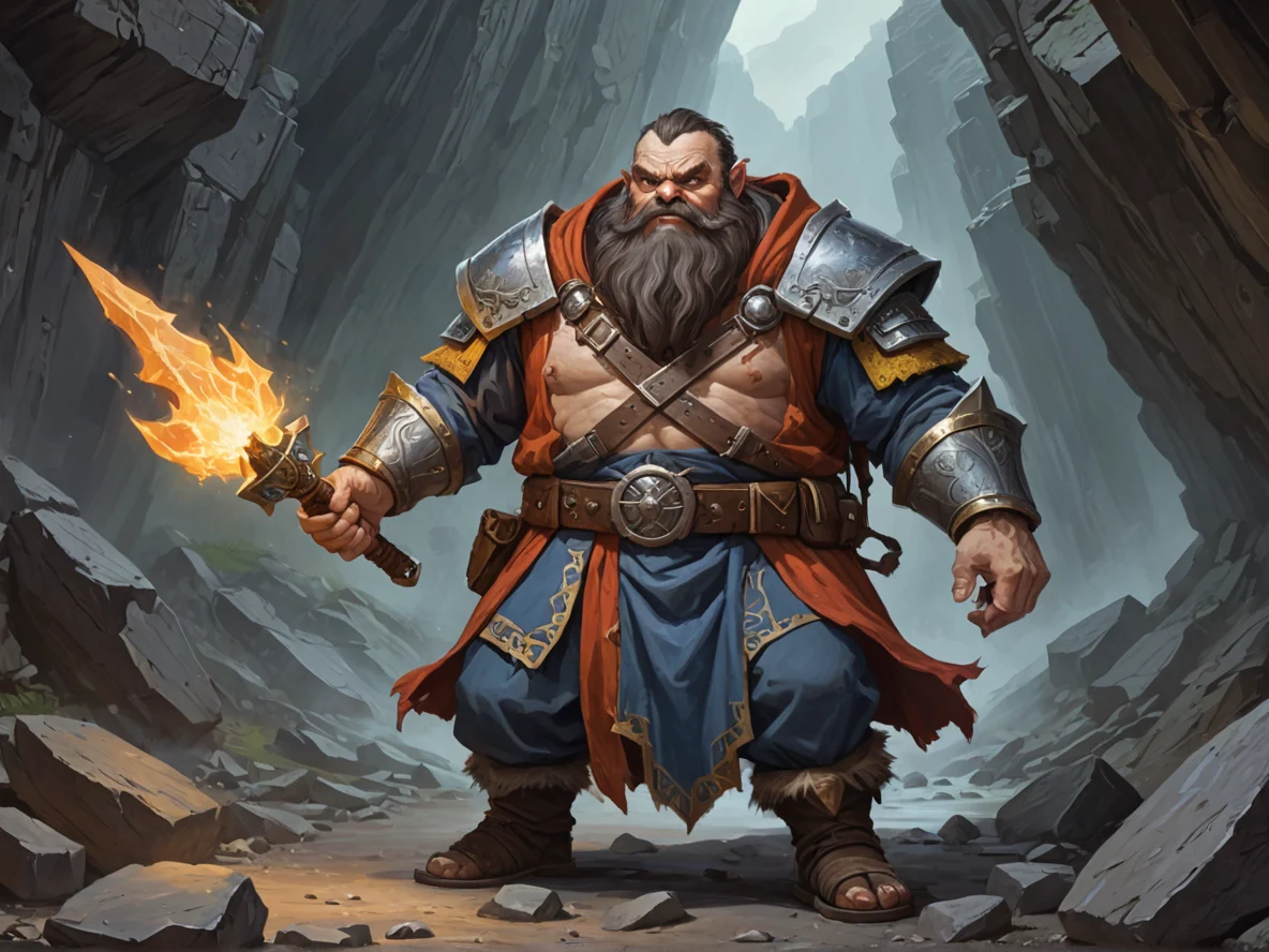 Ghost-touched (Dwarf:1.1), Gunslinger, A robe belted with a strip of meteorite iron, dynamic angle, rocky gorge, weak