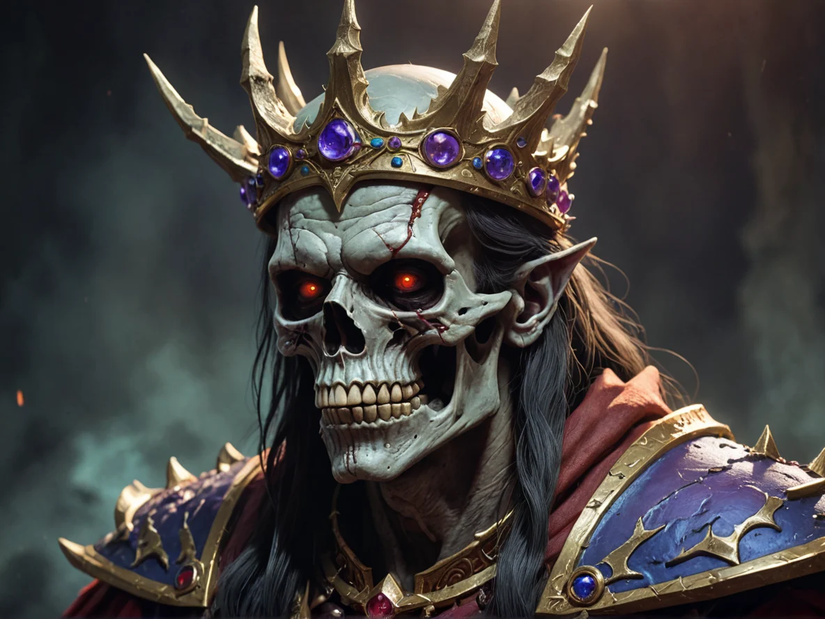 Fearsome (Undead:1.1), Blood Mage, A crown-like ridge of bone along the skull, three-quarter view, weak