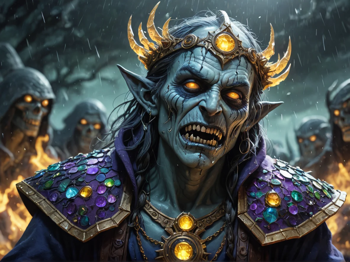 Duskwoven (Undead:1.1), Occultist, A storm of tiny glass fragments reflecting countless eyes, waist-up shot, fairy ring, weak