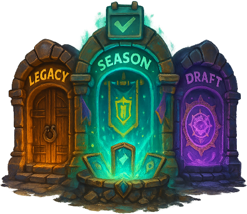Game modes: Legacy, Season, and Draft with different pacing